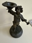 Antique Italian Bronze Sculpture     Fisher Boy    8    Tall Marble Base