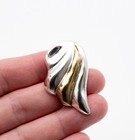 Vtg Taxco Mexico 925 Sterling Silver Brass Mixed Metal Wavy Clip On Earrings 24g