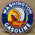 Vintage Washington Gasoline Porcelain Sign  Gas Station  Pump Plate  Motor Oil