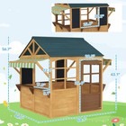 Qaba Outdoor Playhouse  Foldable Wooden Kids Cottage  Brown