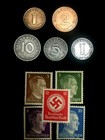 Rare Ww2 German Coins   Stamps Set Of Historical Artifacts - 5 Stamps   5 Coins