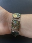 Vintage 925 Sterling Silver Abalone Panel Link Bracelet  from Mexico 