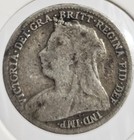 1896 3 Pence United Kingdom Uk Queen Victoria Antique Sterling Silver Coin