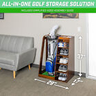 Gosports Premium Wooden Golf Bag Organizer And Storage Rack - Brown