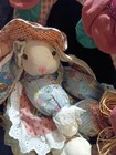 Vintage Handmade Fabric Easter Wreath With Bunny And Fabric Flowers