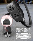Dewenwils 40ft Retractable Power Cord Reel 10awg 2500w 20a 4 Outlets Etl Black