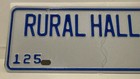Rural Hall  North Carolina City License Plate 