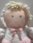 Eden Girl Baby Doll Plush Pink Terry Cloth Blonde Hair Blue Eyes Vintage Nos