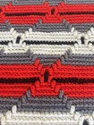 Handmade Afghan Crochet Blanket Couch Bed Throw Red Black White Gray 80x 35 Euc