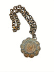 Queen Victoria Jubilee Coin Medallion Necklace Antiqued Bronze 60   s Collectible