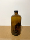 4 Pack - 32oz  950ml  Boston Round Amber Glass Bottle  Pe Conecap