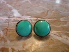 Antique 1920s To 50 s Navajo Blue Gem Turquoise Earrings
