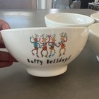  4  Rae Dunn By Magenta Melamine Happy Holidays Dancing Reindeer Cereal Bowls 