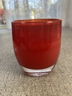 Authentic Glassybaby  love  Hand Blown Red Glass Candle Votive Holder  W sticker
