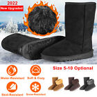 Women Winter Snow Boots Fur Lined Suede Mid Calf Warm Boots Anti-slip Us Size
