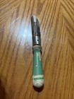 Vintage A j Hand Peeler Corer Green Wooden Handle Made In Usa 6 25   