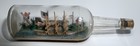 Antique  3 Masted Ship Diorama In A Bottle Maritime Folk Art