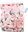 Hudson Baby Unisex Baby Plush Mink And Sherpa Blanket  Green Floral  One Size