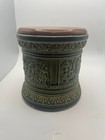 Vintage Marzi   Reny German Majolica Tobacco Humidor And Briar Wood Pipe Set