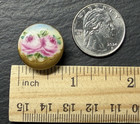 Antique Round Hand-painted Porcelain Pink Rose Flower Button P41