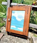 Antique Oak Bathroom Medicine Cabinet With Mirror And Towel Bar 1930s