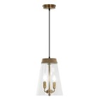 River Of Goods 9 75  Kinsley Glass   Mango Wood Shade 2 Light Pendant Fixture