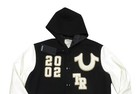 True Religion Men s Jet Black winter White Hooded Varsity Bomber Jacket