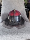 Cairns Leather Firefighting Helmet W  Face Shield Black red 1918 Patents