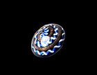 Swirlback Charmstring Glass Blue White Latticino Goldstone Antique Button
