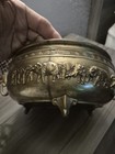 Antique Asian Japanese Or Chinese Signed Bronze Footed Vessel W relief Elephants