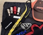 Misc  Paintball Lot - Case  Hat  Feedneck  Thread Protector  Re-ball  Valve  Etc