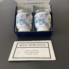 Vtg Royal Worcester Set Of 2 Porcelain Egg Coddler Woodland Flowers New In Box