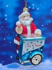 Blue  Ice Cream Cart Santa Glass Christmas Ornament New Sweet Treat Dessert Food