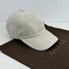 Gucci Gg Monogram Pattern Logo Jumbo Jacquard Canvas Baseball Cap Hat White Sz M