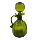 Vintage Mcm Rainbow Glass 11 5    Olive Green Optic Decanter W stopper Stunning