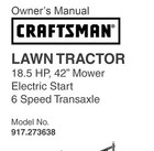 Owners Manual Sears Craftsman 18 5 Hp   lawn Tractor 42    Mower - Model 917 273638