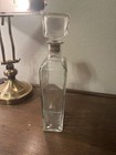 Vintage Glass Decanter With Stopper Clear Barware Liquor Bottle