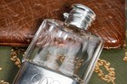 Neat Miniature Faceted Crystal Antique Sterling Silver Flask Pocket Size
