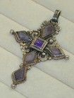 Early Matl Matilde Poulat Mexico Sterling Amethyst Cross Signed