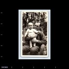 Old Vintage Photo Man Sitting In Wicker Chair Holding Baby Antique Snapshot