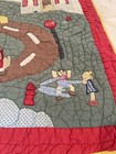 Vtg Pottery Barn Kids Baby Quilt Town Road Bus Cotton Crib Blanket 47    X 66 Flaw