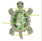 Turtle With Large Green Crystal Rhinestone 2025 Brooch Pin Cloth Gold Bag Video
