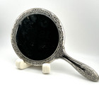 Vintage Vanity Mirror Silver Plated Ornate Victorian Design Hand-held Heavy
