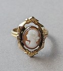 Vintage Victorian Style Carved Shell Cameo Gold Ring Size 5 Antique Jewelry