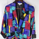 Vintage Bedford Fair Blazer Womens Small Multicolor Abstract Print Jacket 90s