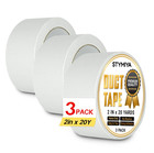 White Duct Tape Heavy Duty 3 Rolls 2  x20yd Wide Waterproof Outdoor Duck Furnitu