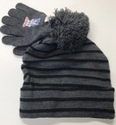 Beanie Cap - Sonic The Hedghog Gray black Strip W glove Mitten Knit Hat Set New