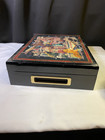Vtg Las Vegas Sign Hi-gloss Wood Box Poker Chip Set 300 Ct  - Casino Image Chips