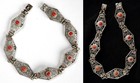 Antique 800 Silver Filigree Bracelet Natural Coral Germany Art Deco 1900s