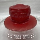 Rare 9    Tom s Peanuts Glass Jar Lid Embossed Red Knob Clear Vintage Lid Only